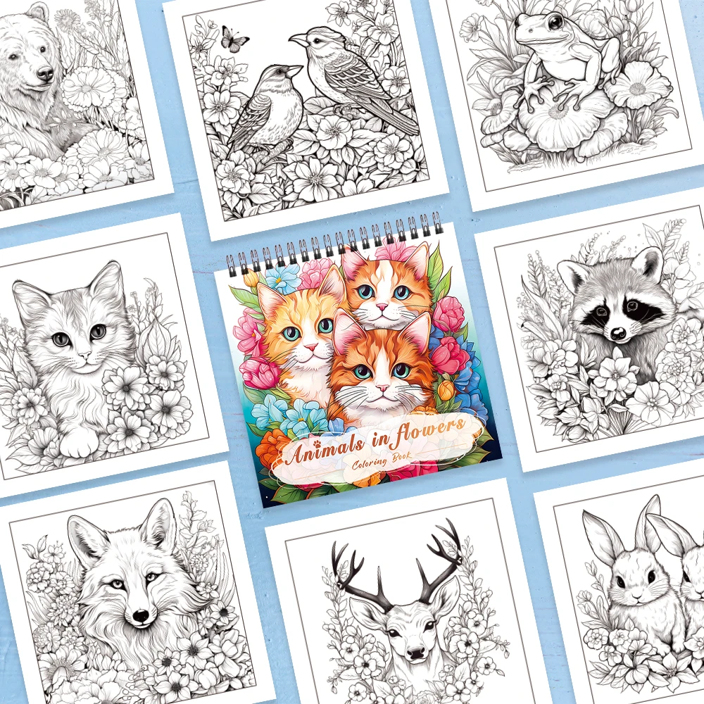 3 قطع من كتاب التلوين النسائي، أنماط وحش خيالية على شكل فطر القطط، سميكة 30 صفحة حلزونية، هدية مثالية للاسترخاء