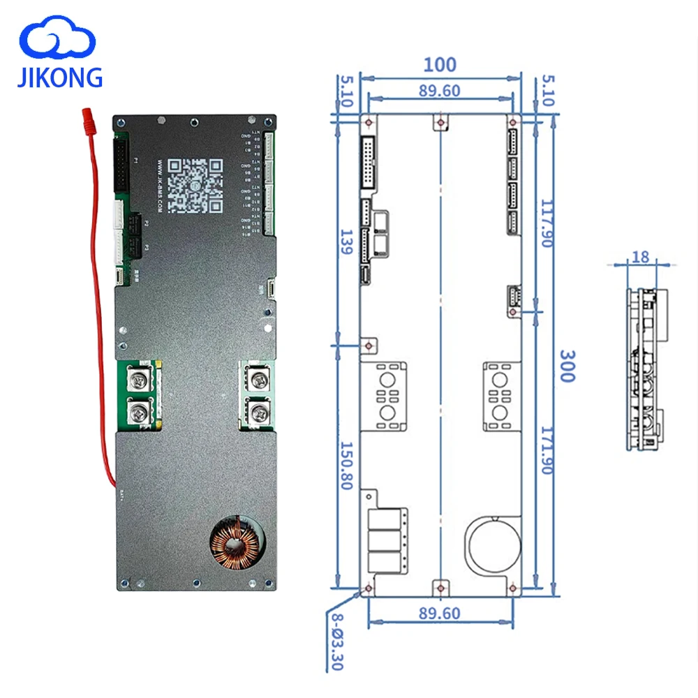 EEL 16S 48V LiFePO4 Battery Box Case DIY 280Ah 280K Batterie Stackable Power Bank Server Rack with JIKONG BMS 2A Active Balancer