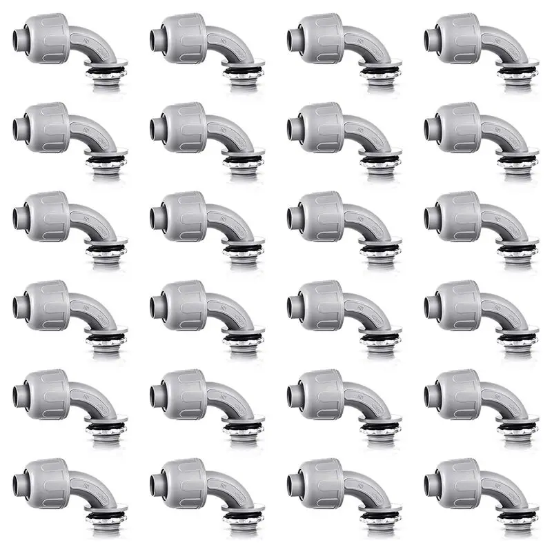 Y50A-Liquid Tight Connector Flexible Non-Metallic Electrical Conduit Connector Fitting 90 Degree (24 Pieces)