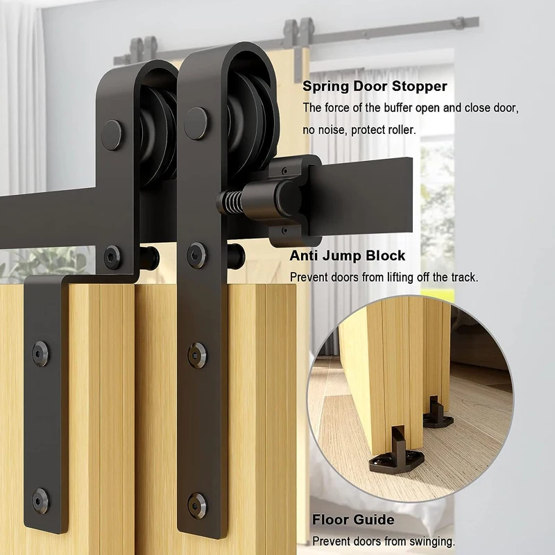 Imagem -05 - Tsmst Bypass Sliding Door Track Barn Door Hardware Kit Cloconjunto Rail Roller Acessório 6ft 66ft