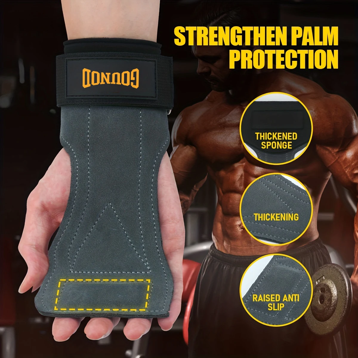 Cowhide Palm Protection Wear-resistant Non-slip Wrist Protection Equipment Fitness Weightlifting Booster Belt Deadlift Pull-ups