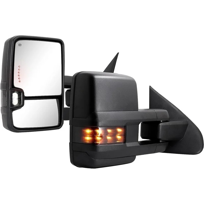 Electric Tow Mirror For 2014-2018 Chevy Silverado C Sierra Extendable Rearview Mirror Convex Heated Power Arrow LED Light