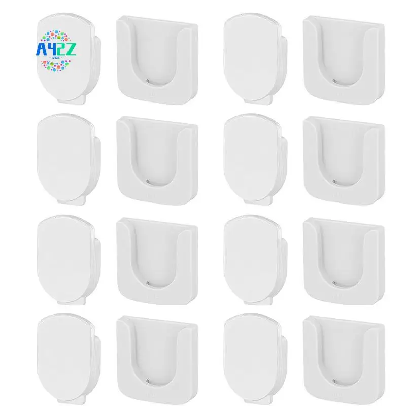 A42Z-8Pcs Magnetic Remote Control Holder, Self-Adhesive White Remote Holder Wall Mount Slot Design Remote Control Mount