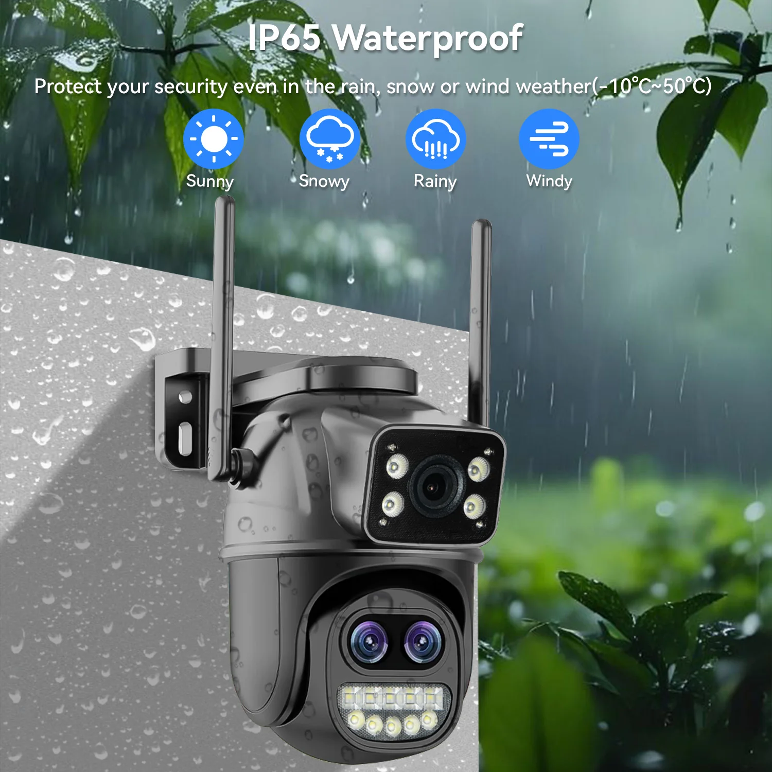 15MP WiFi Surveillance Camera, Three Lens , 10X Digital Zoom, Color Night Vision, AI Human Detect, Outdoor Security PTZ IP Cam