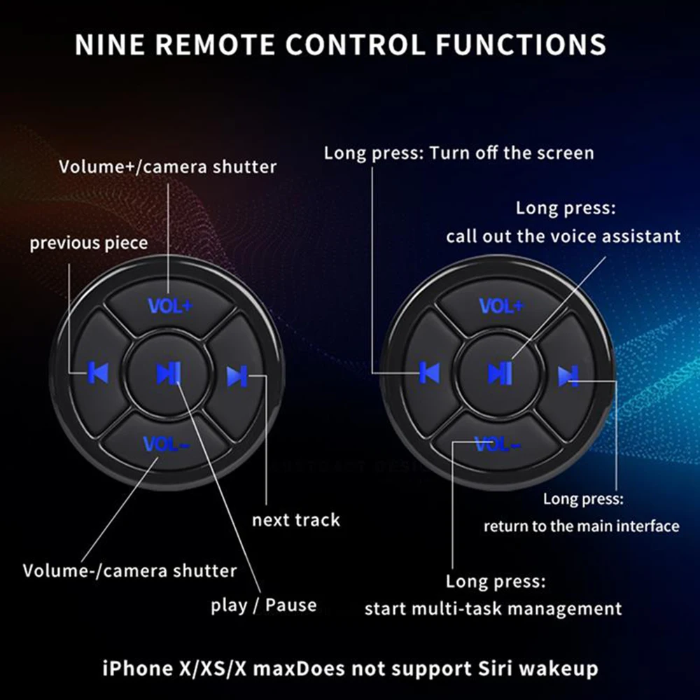 Bluetooth 5.0ワイヤレスリモコン,メディアボタン,車,オートバイ,自転車,ステアリングホイール,音楽再生,iOS,Android,タブレット用