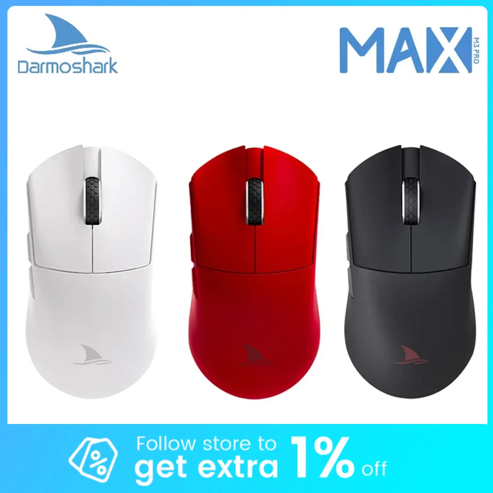 

Darmoshark M3 PRO MAX Беспроводная игровая Bluetooth-мышь PAW3950 30000 точек на дюйм Эргономичные оптические мыши для компьютера, ноутбука, ПК, геймера 4K 8K