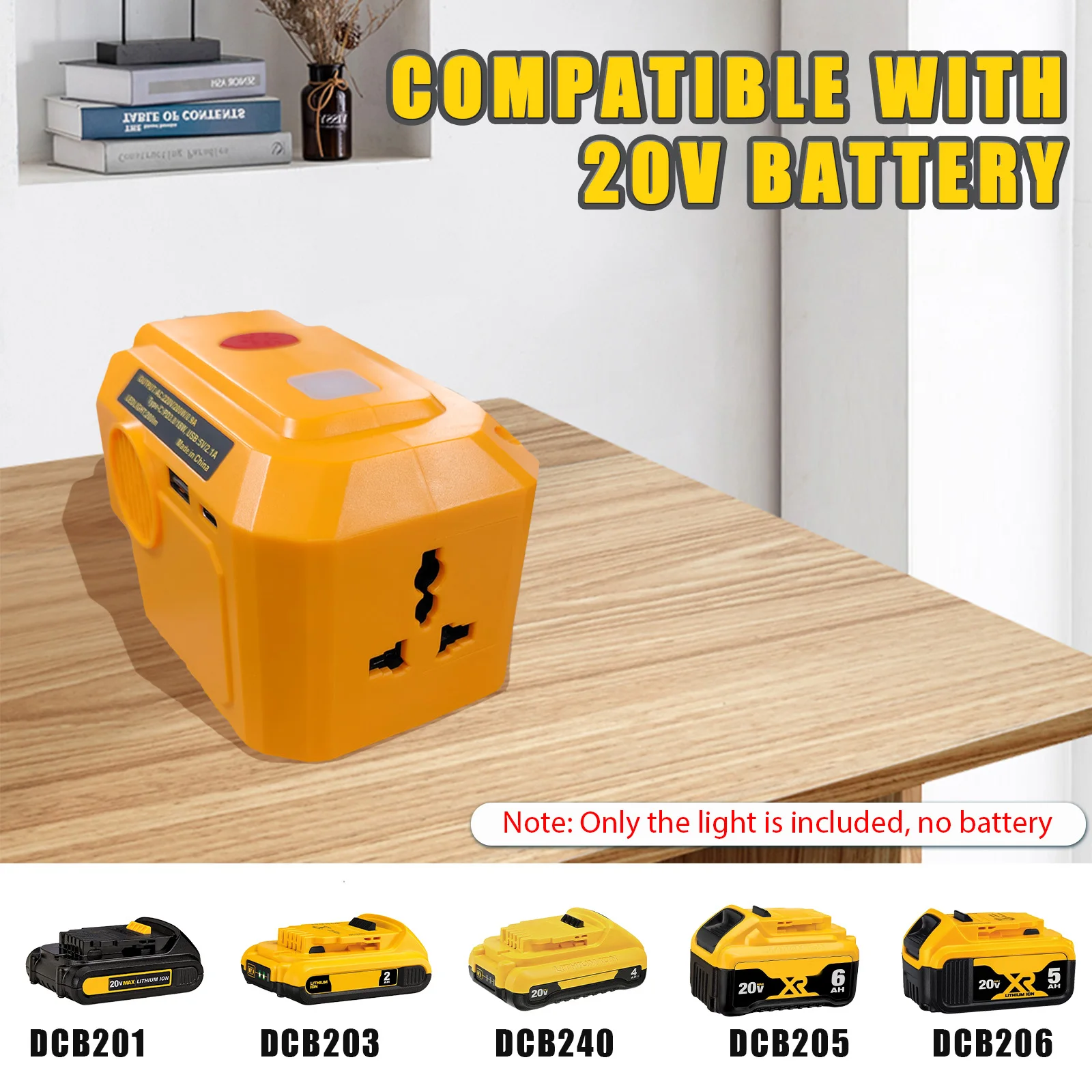 Modified Sine Wave Inverter DC20V to AC110V, Compatible with Dewalt 20V Battery (No Battery)