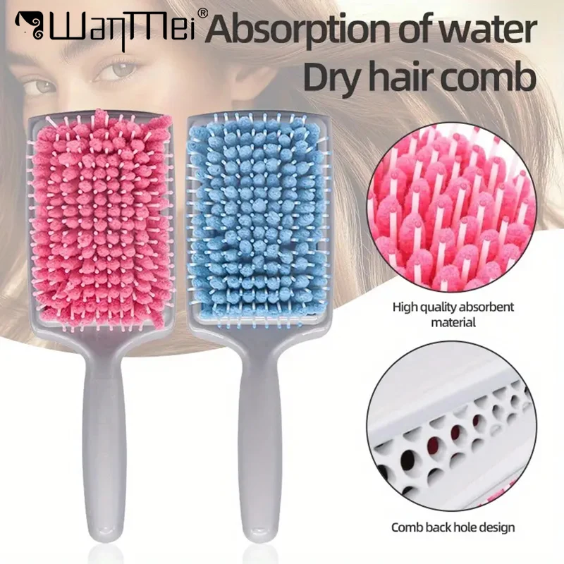 1pcs Microfiber Bristles Comb with Nylon Bristles Absorbent Drying Hairbrush Absorbent Care Styling Tool for Wet Hair Salon