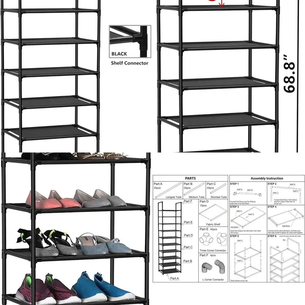 

Прочный органайзер для обуви на 20–25 пар — 10-уровневая стойка для стильного хранения