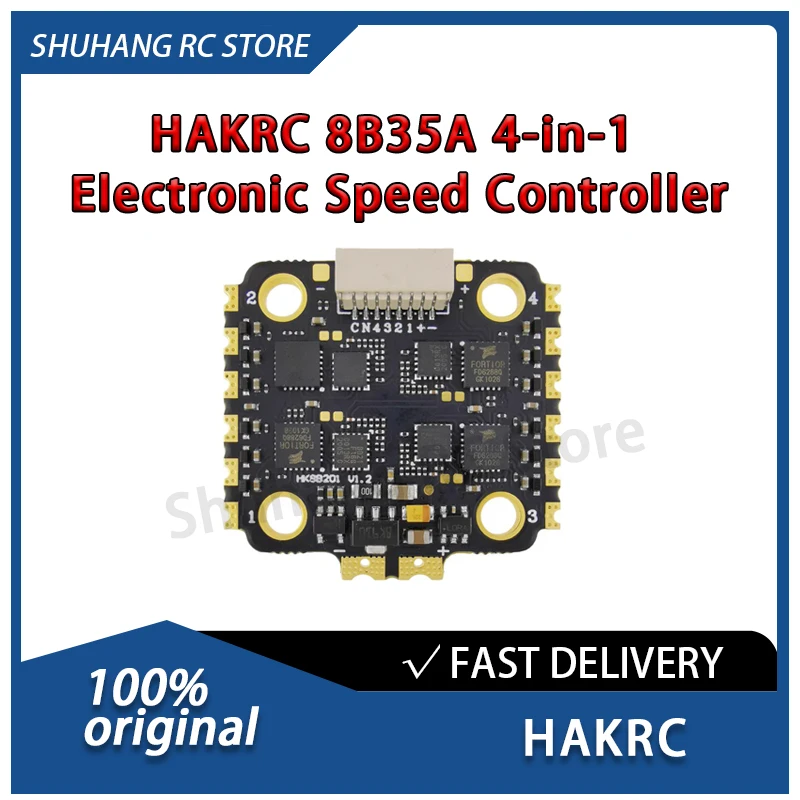 HAKRC 8B35A 4-in-1 ESC 2S-6S Lipo Low-Noise PWM Drive Damped Light Regenerative Braking FPV Freestyle Drones UAV Accessories