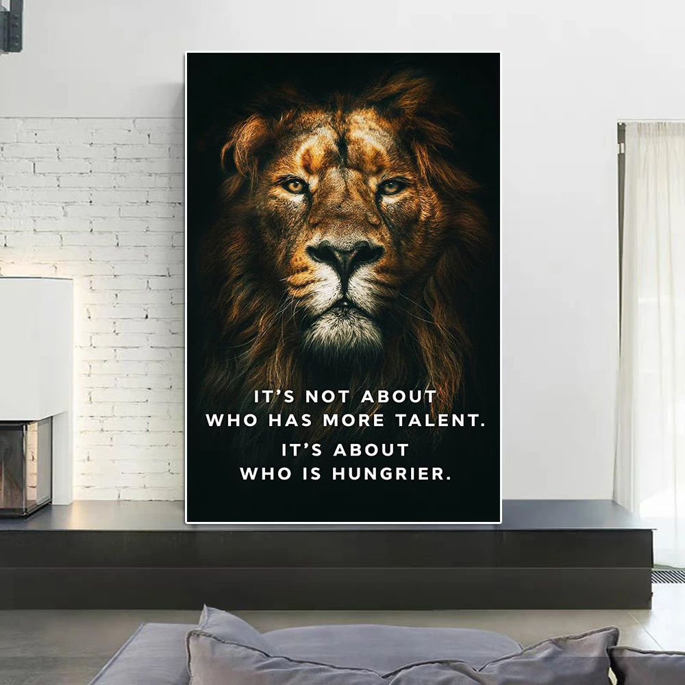 

Wildlife Inspirational Quotes Poster Abstract Lion Inspiration Canvas Painting Animal Wall Art Mural Living Room Home Decor Gift