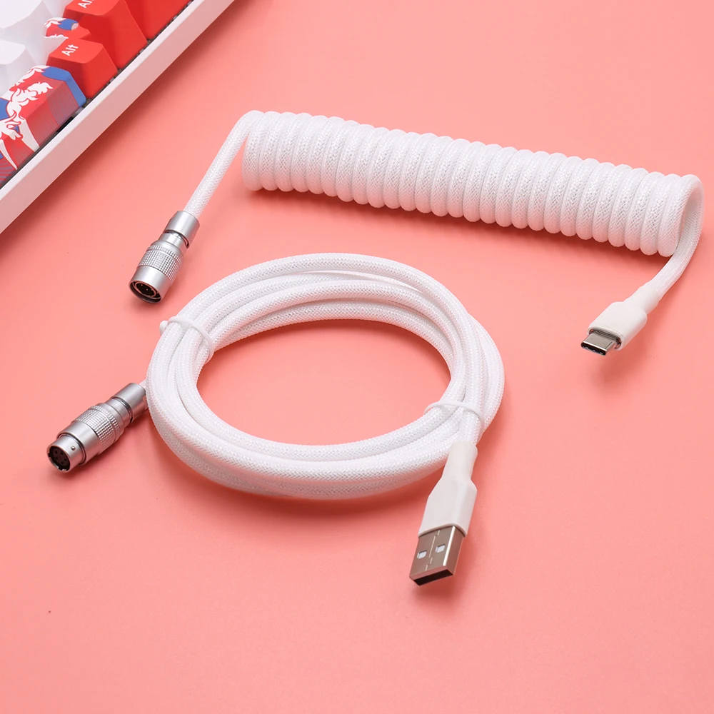 LANO-Teclado mecánico en espiral para videojuegos, Cable de bobina colorida Usb C, Conector de aviador, Cable de aviación GX16, el más nuevo