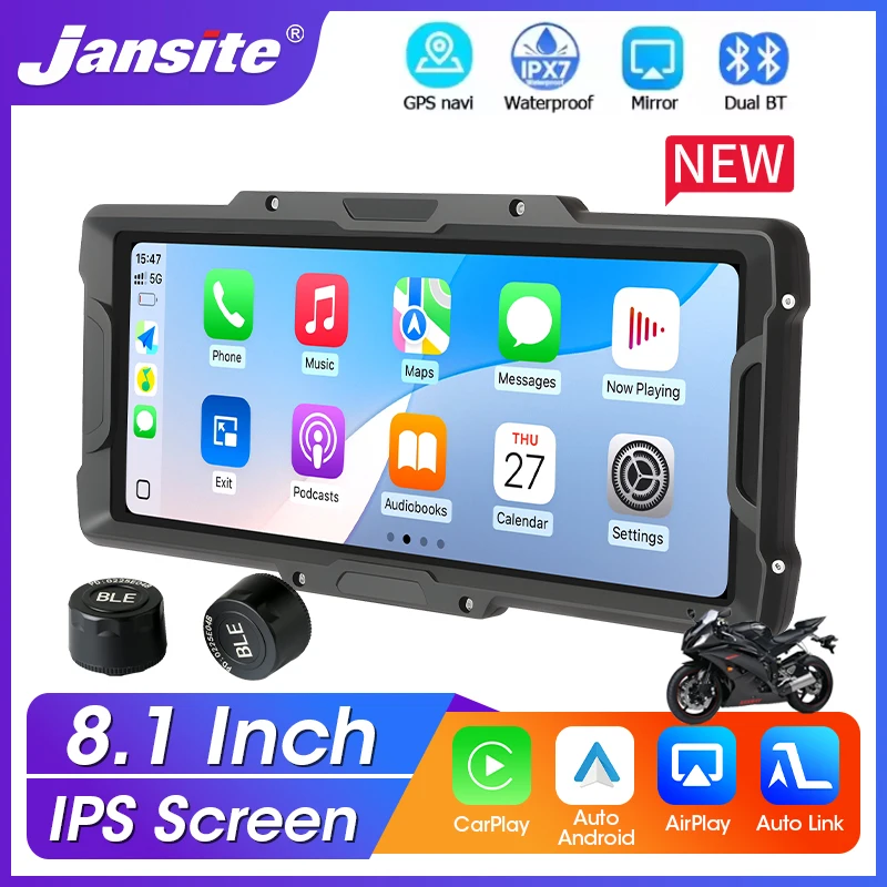 

Jansite Motorcycle GPS 8.1 inch WiFi MOTO Navigation Waterproof Apple Carplay Display Screen Portable Motorcycle Android Auto
