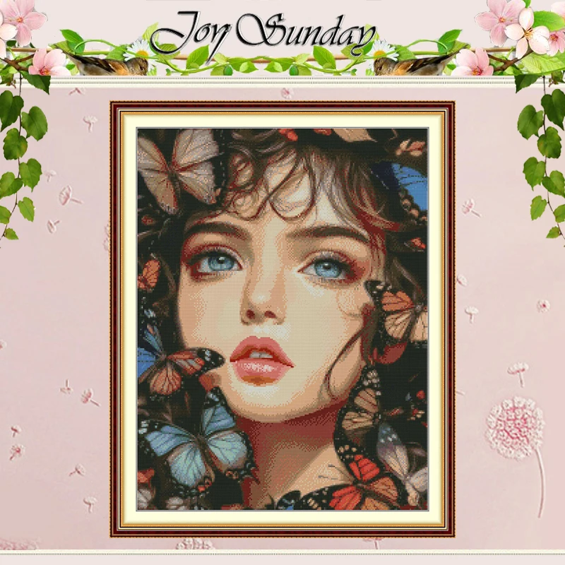 

Набор для вышивания крестиком «Девочка-бабочка» с нанесенным рисунком, 11CT, 14CT, 16CT, HD, набор для вышивания DMC, рукоделие