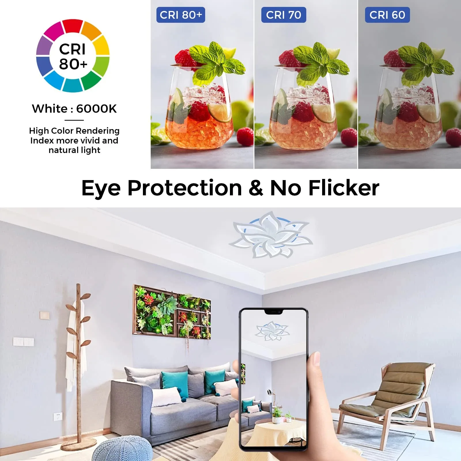 RGB الحديثة Led مصباح عكس الضوء بريق ثريا تركب بالسقف التحكم عن بعد غرفة المعيشة غرفة نوم تركيب المصابيح إضاءة زينة المنزل #3