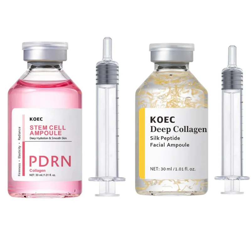 Silk Collagen Peptide Ampoule Essence, PDRN Serum for Face Brightening & Skin Smoothing Calming Repairing Daily Moisturizer 30ml