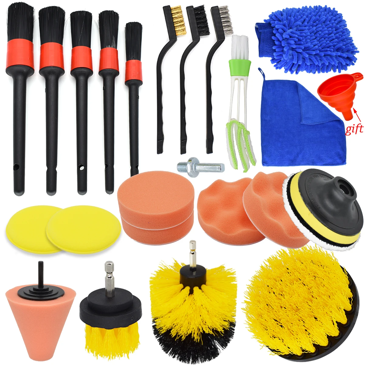 

Detailing Brush Set Car Cleaning Tool Power Scrubber Drill Brushes Polisher For Car Leather Air Vents Rim Dirt Dust Clean Tools