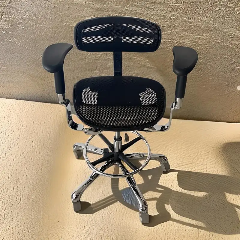 Ergonomic Modern Swivel Office Chair Hospital Chair Dental Laboratory Stool Adjustable Armrest Chrome Footing Wheel Casters