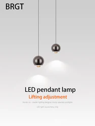 BRGT Modern Bedroom Bedside Light LED Pendant Lights Stretch Lifting Chandelier Adjustable Line Spot Hanging Lamp Decor Fixture