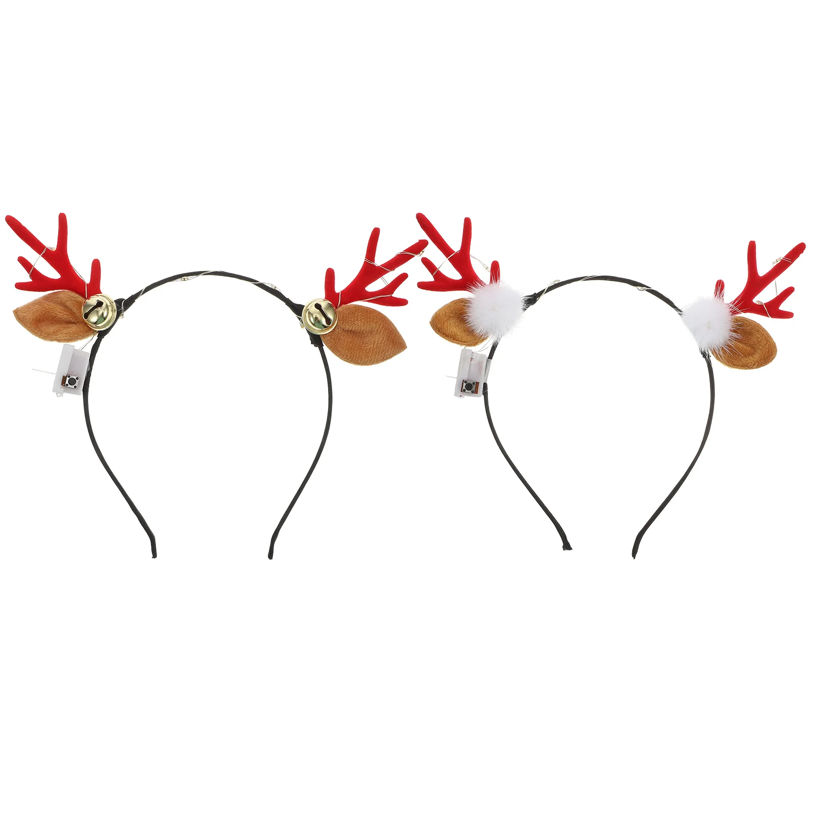 2 Pcs Christmas Headband Kids Headwear Hair Decor Luminous Hairbands Cute Elements Headpiece Xmas Cloth Adorable Antler Child