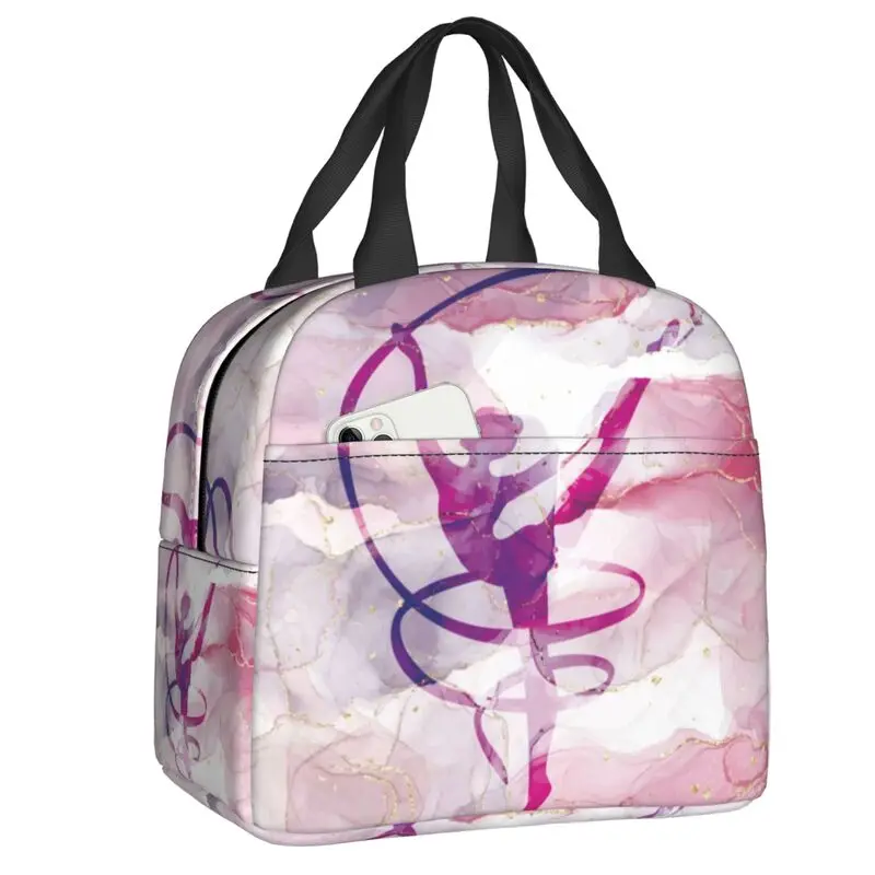 Bolsa de almuerzo personalizada para gimnasia rítmica, fiambrera con aislamiento térmico para niños y niñas