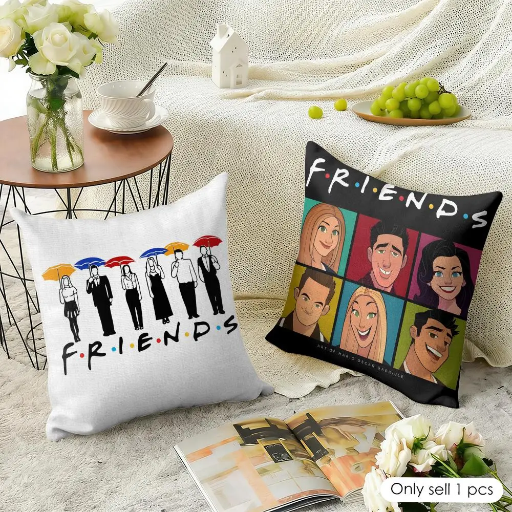 TV Show F-Friends Cushion Cover Natural Linen Organic Fabric Double-Sided Printing Sofa Home Decor Gift Pillow Case