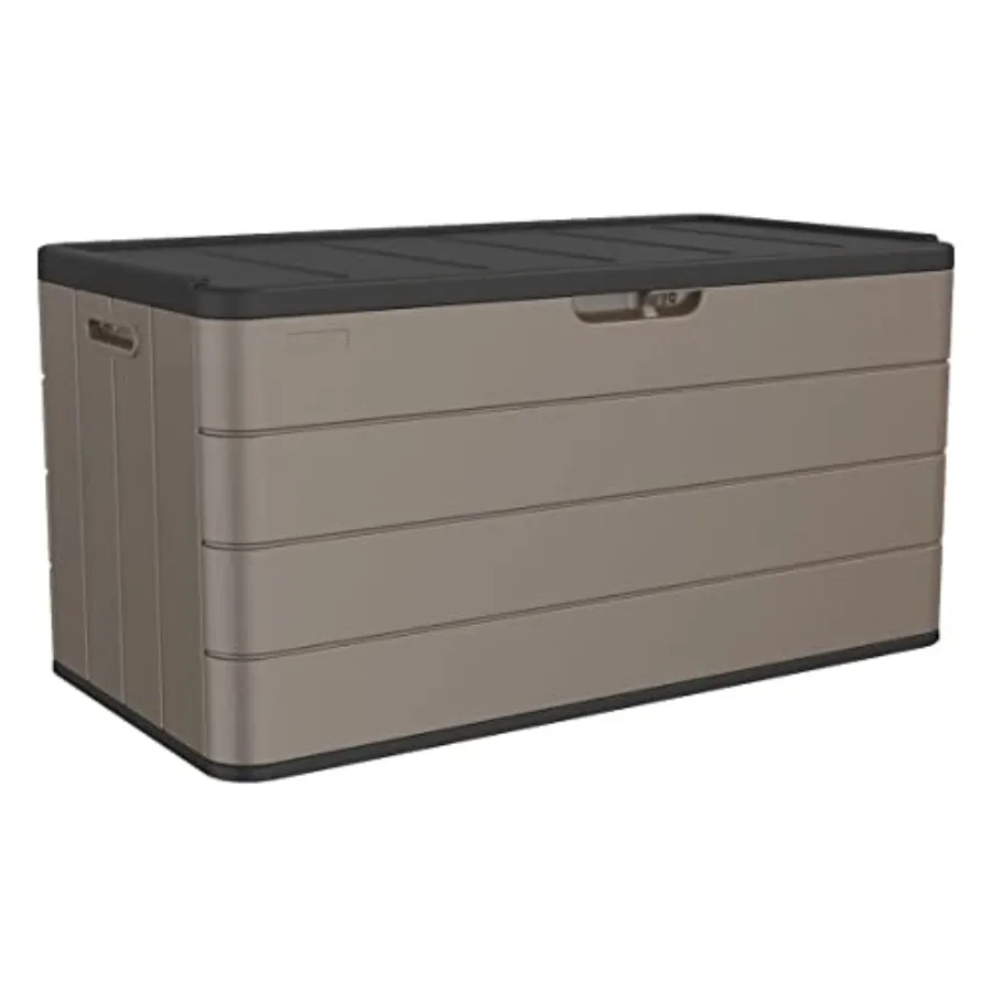 85 Gallon Resin Outdoor Storage Box Waterproof Garden Patio Backyard Lockable Brown Color