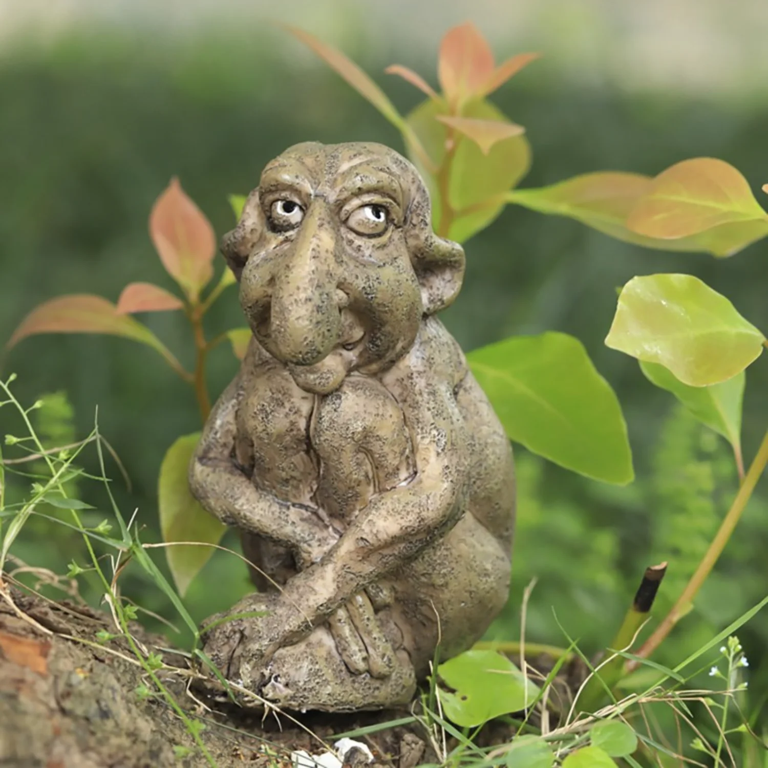 

Handcrafted Cast Stone Troll Mini Tabletop Ornament - Outdoor Garden Patio Decor Art Figurine