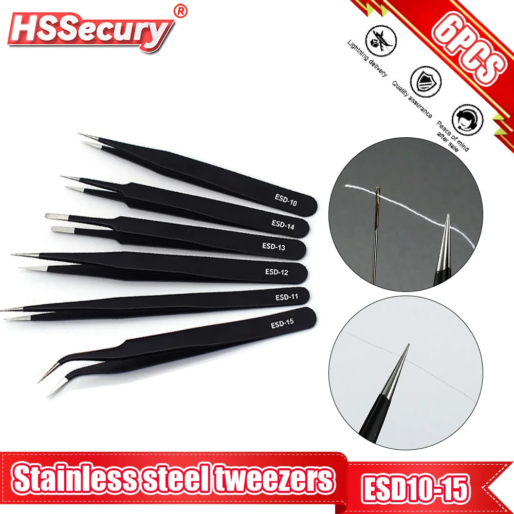 Thép Không Gỉ Chống Tĩnh Điện Nhíp Chính Xác Bảo Dưỡng Công Nghiệp Sửa Chữa Cong Công Cụ Nhà Mô Hình Làm Việc Làm Dụng Cụ Cầm Tay