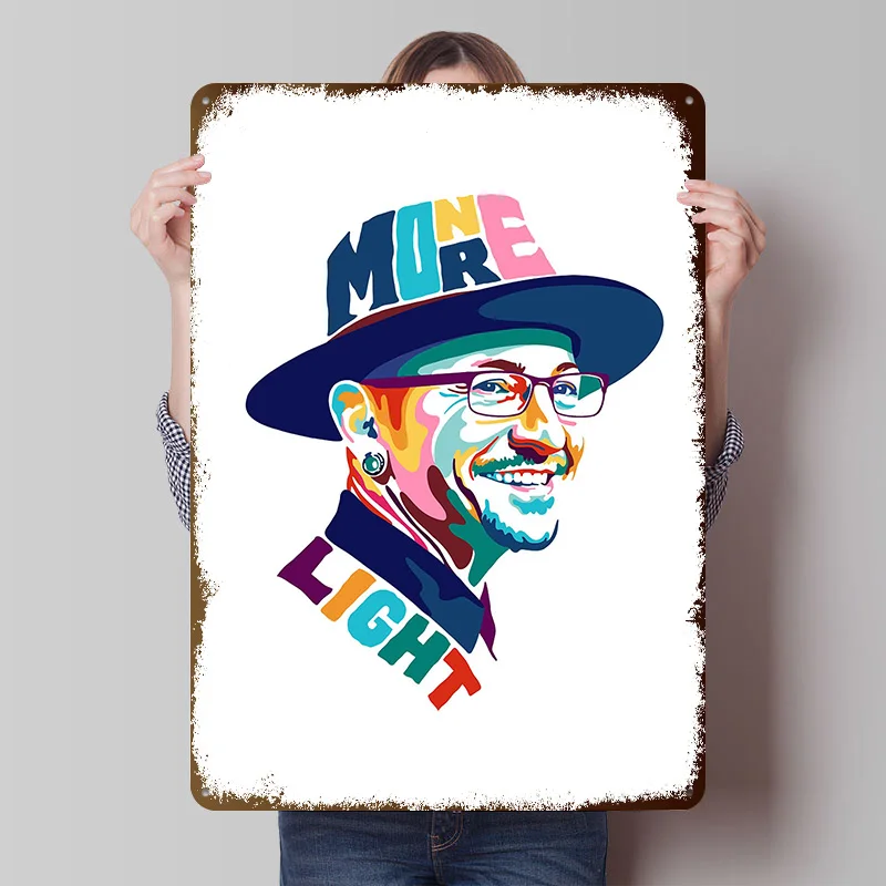 Chester Bennington Porträt Metallposter Individualisierte Wandkunst Retro Vintage Metallschilder für Männerhöhle Wohnzimmer Deko Haus Zuhause