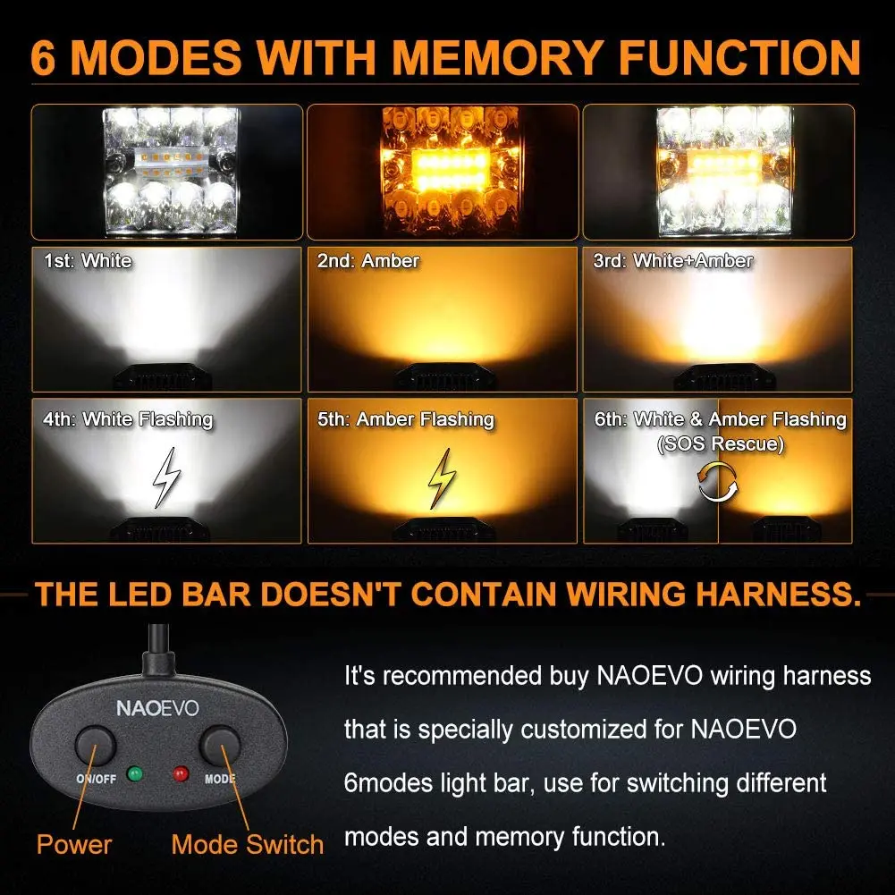 NAOEVO 5inch 70W Flush Mount LED Work Light Bar Drive Offroad Spot Beam LED Pods Driving Fog Light For Auto Truck Jeep SUV