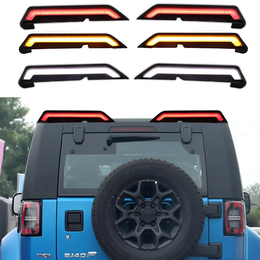 

Car Rear LED Spoiler With Turn Signal+Reversing Light+Brake Light Special Vehicle Tail Wing Fit For BJ40 2014-2022