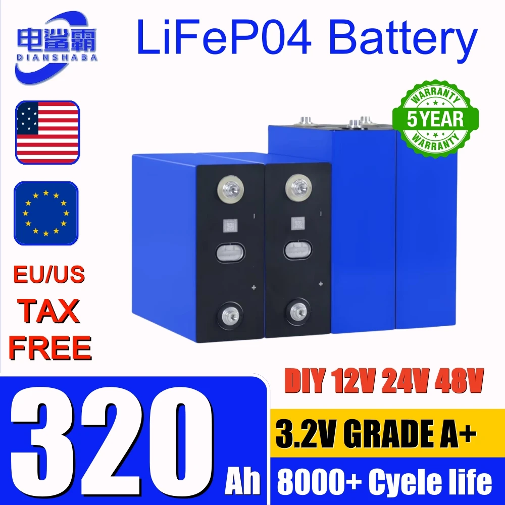 

Lifepo4 Batterie 320AH Grade A DIY 12V 24V 48V RV Solar Camping RV EV Boat Golf Cart Yacht Van Cell Pack