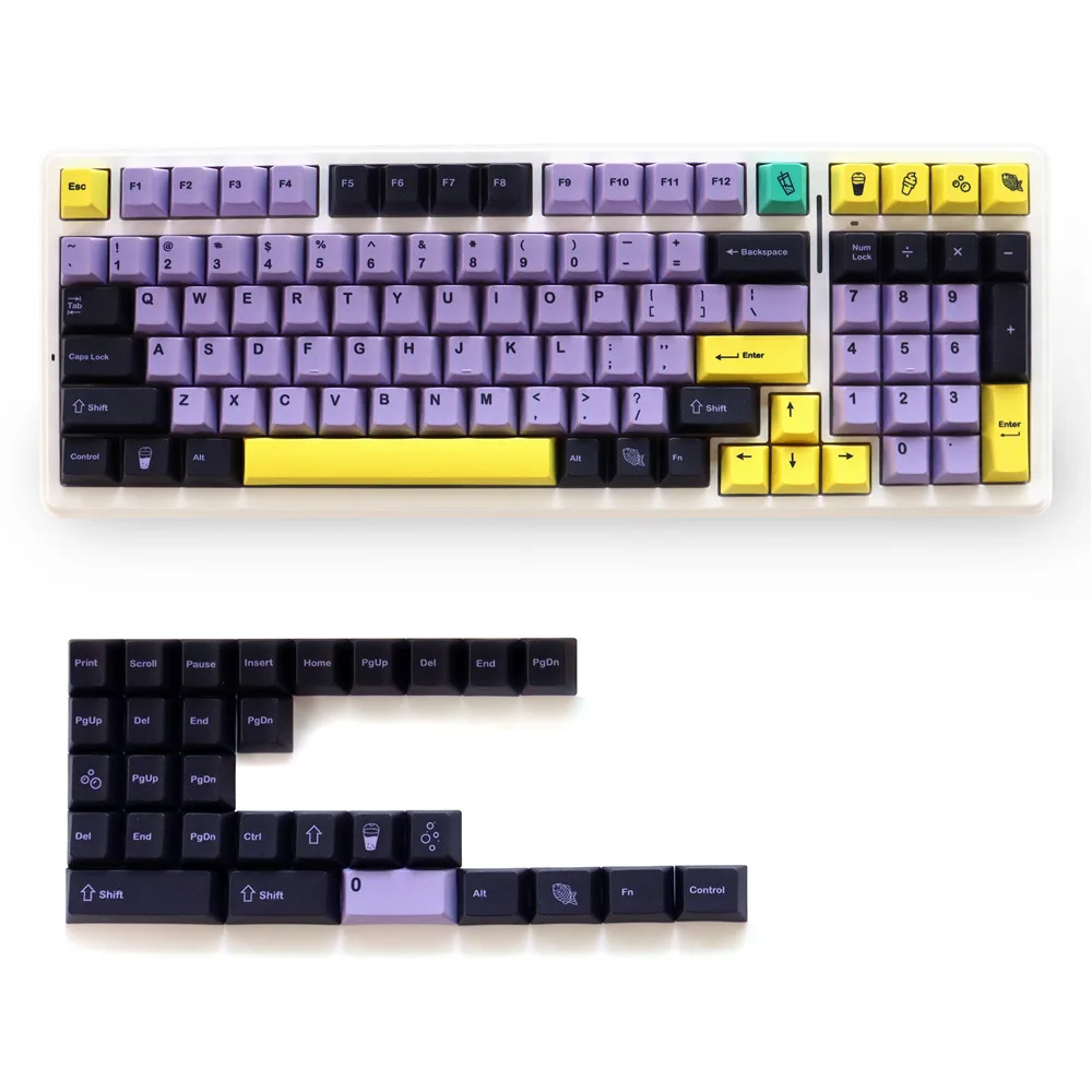 Taro keycaps purple sublimation 129 keys for mechanical keyboard caps
