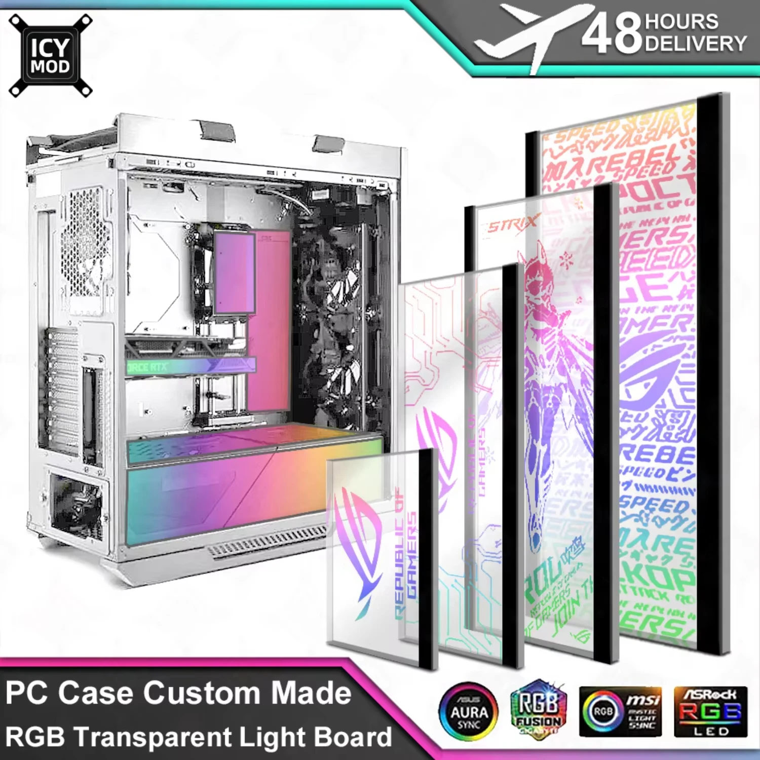 

Transparent Acrylic ARGB Luminescent Board Customized VGA Side Decorative Panel Case Appearance MOD Computer Gamer