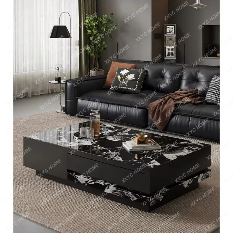 XXModern light luxury minimalist coffee table, villa living room high-end storage sintered stone coffee table