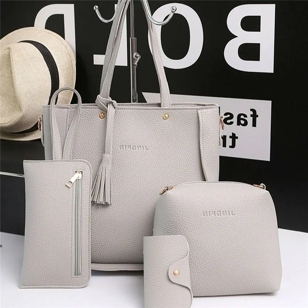 4Pcs/set Fashion High capacity Portable Crossbody Bag Shoulder Bag Handbag Wallet Purses Leather Women Girls Wallet Purses
