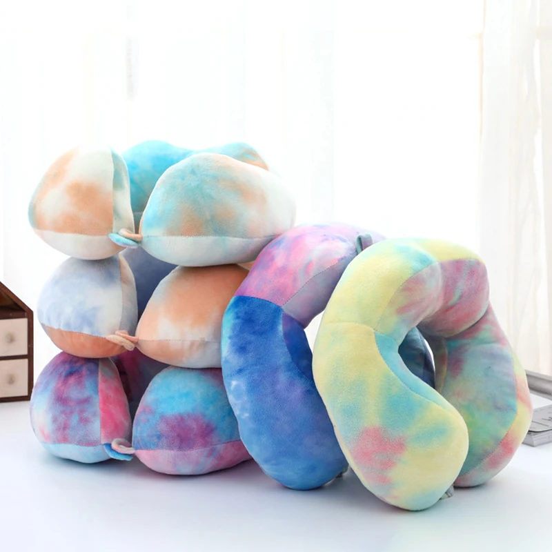 Cartoon Travel Car Neck Pillow Tie-dye Pillow Car Pillow New Neck Pillow Tie-dye U-shaped Pillow