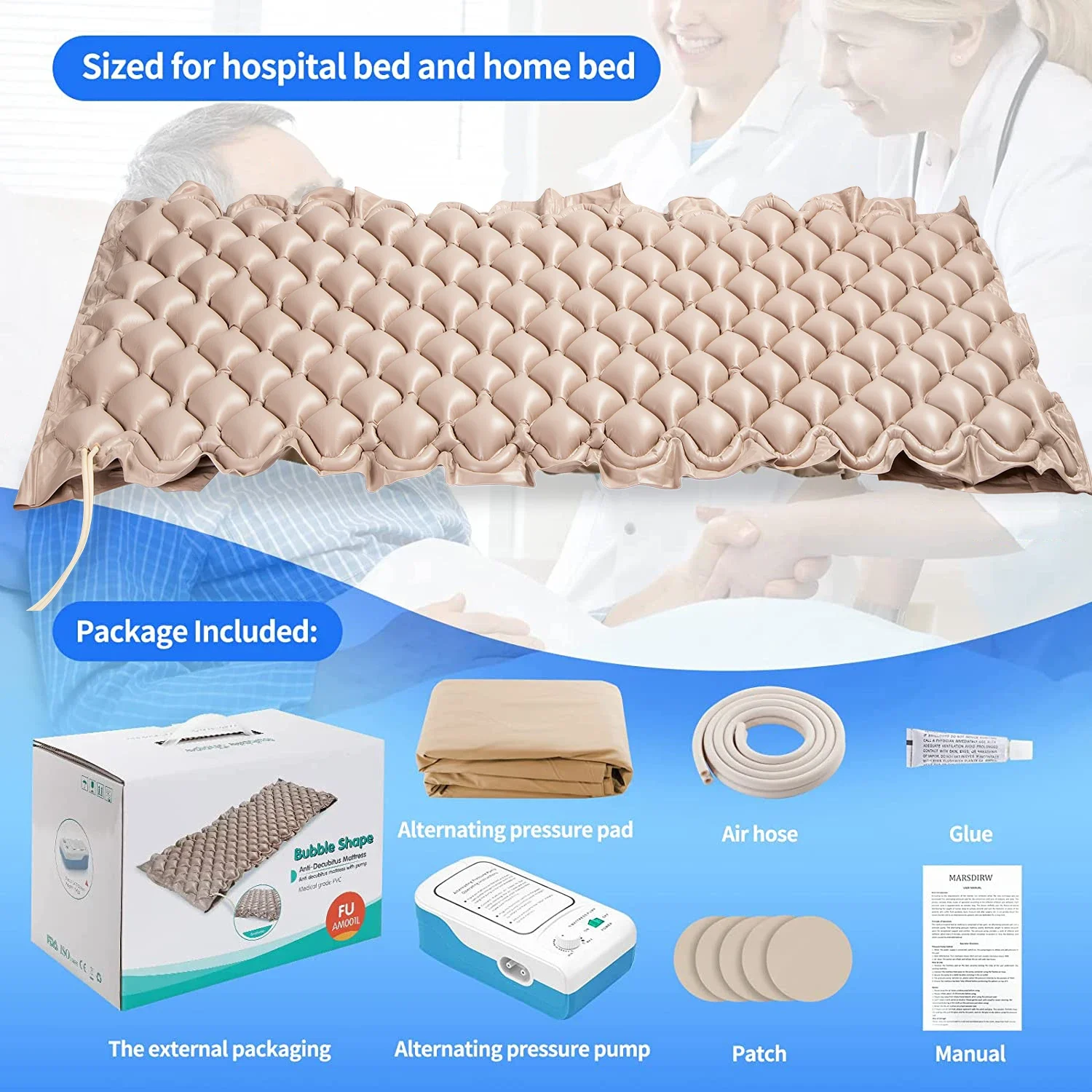 Anti Decubitus Alternating Air Mattress Bubble Type Medical Air Mattress with Pump