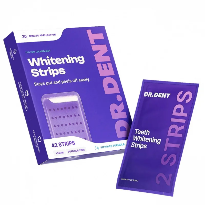 

DRDENT Purple Teeth Whitening Strips - 7 Whitening Sessions - Safe for Enamel - Non Sensitive Teeth Whitening - Peroxide-Free
