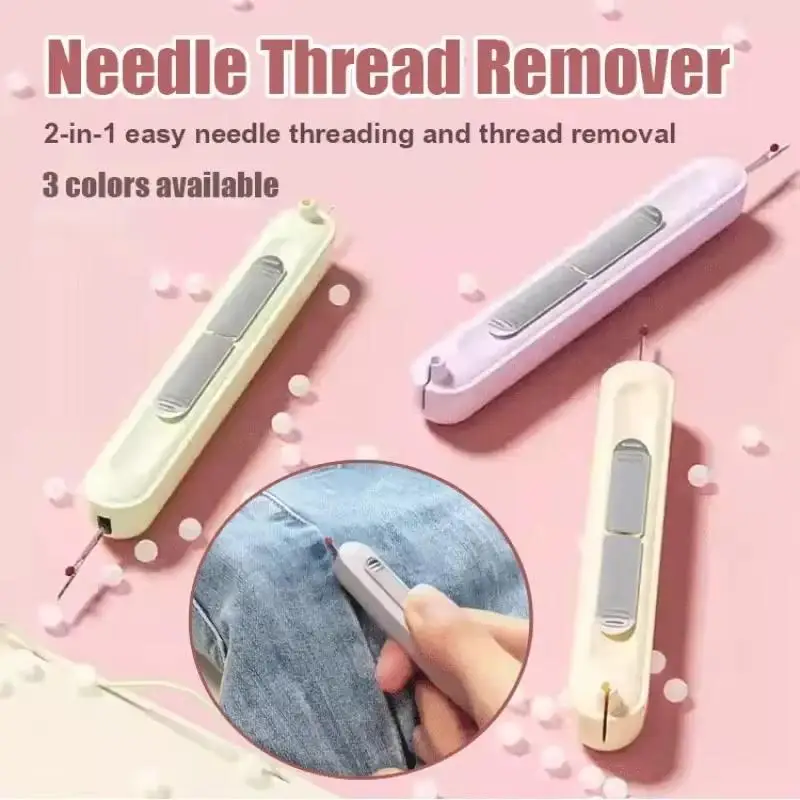 2-in-1 Needle Threader & Seam Ripper Ergonomic Design Sewing Thread Remover for Hand Sewing Embroidery Crafting Repair