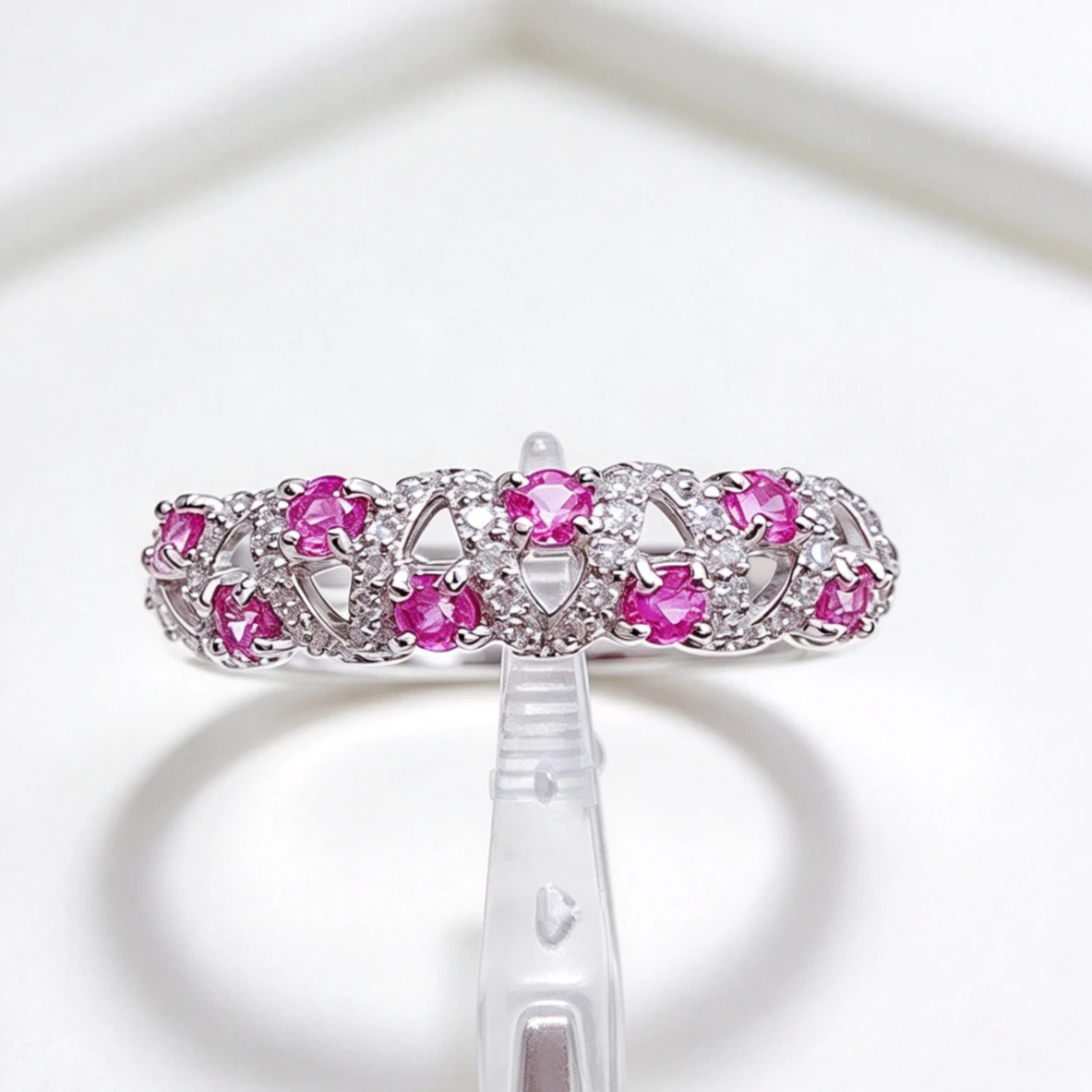 Natural Pink Sapphire Ring with Certificate 925 Silver Genuine Sapphire Fine Jewelry 925 Silver Ring Birthday Gift for Women