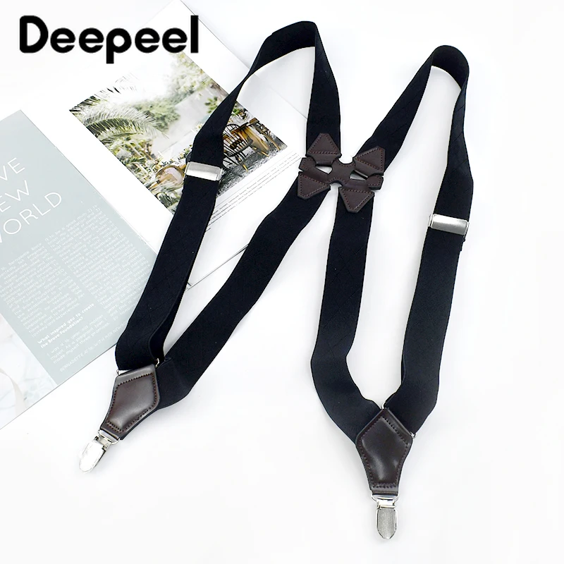 1pc deepeel 3.5*120cm suspensórios masculinos adulto 2 clipes elástico x-tipo cinta moda negócios suspender masculino jockstrap cintas largas