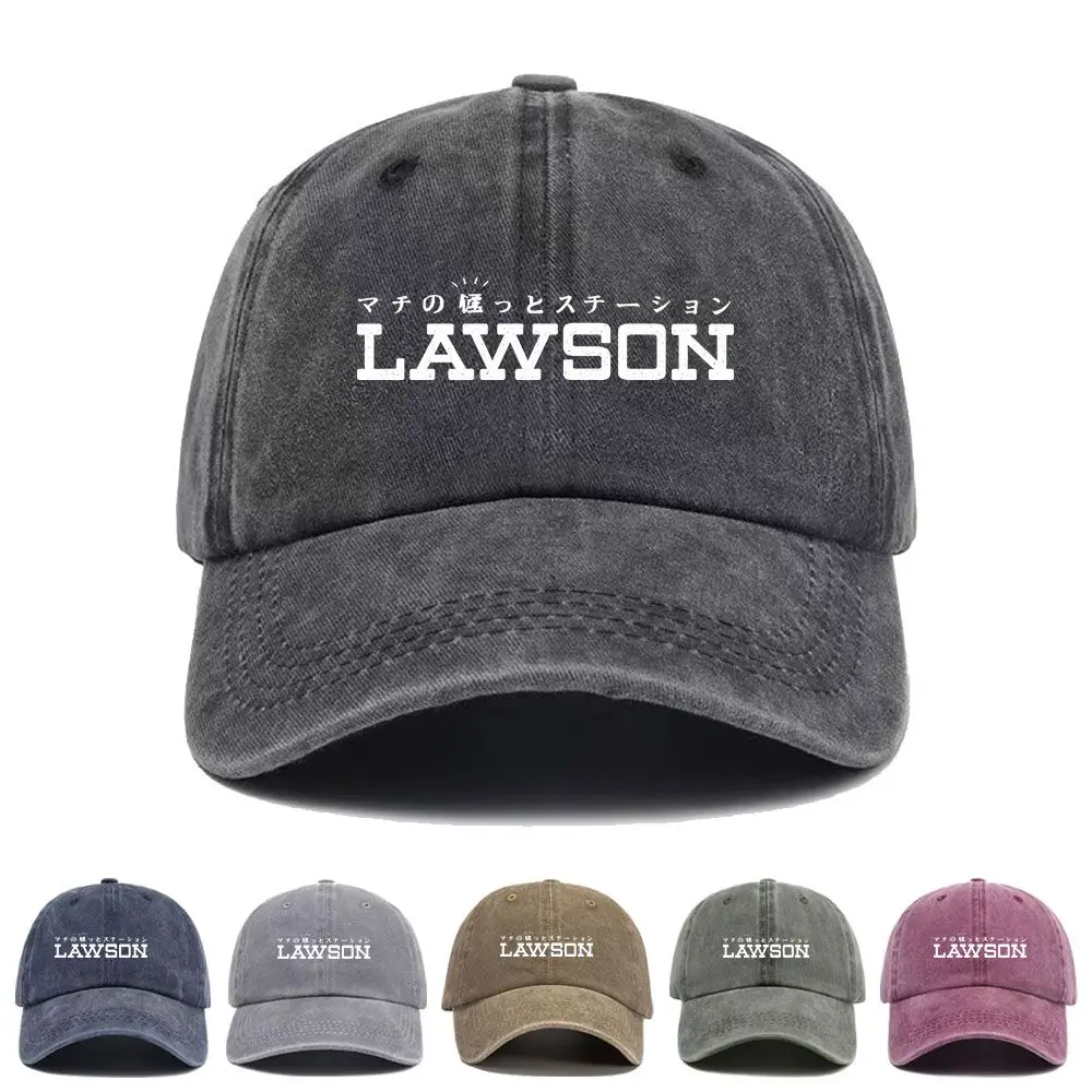 Vintage Washed Baseball Cap Lawson Convenience Store Japan Print Graphic Unisex Streetwear Casual Trucker Style Cotton Hat