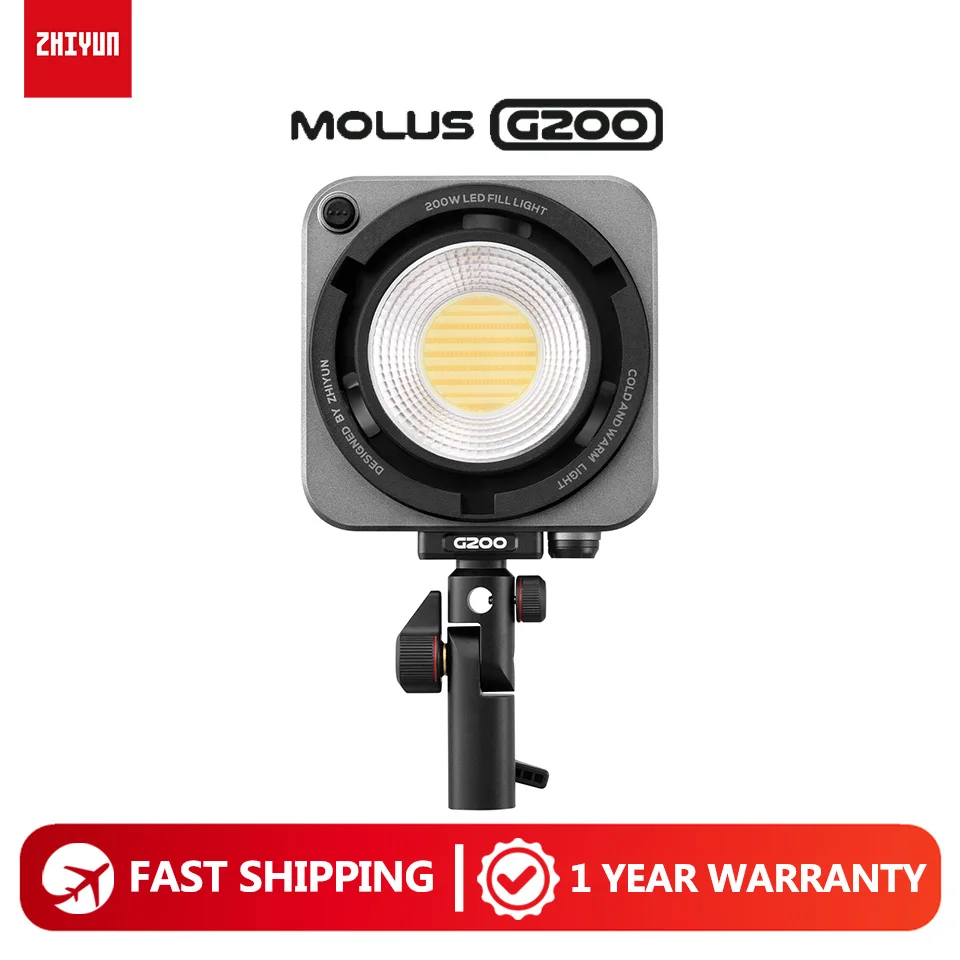 

ZHIYUN MOLUS G200 200W 2700K-6500K двухцветный светодиодный видеосвет для камеры, студийной фотографии, заполняющий свет с Bluetooth, CRI 95