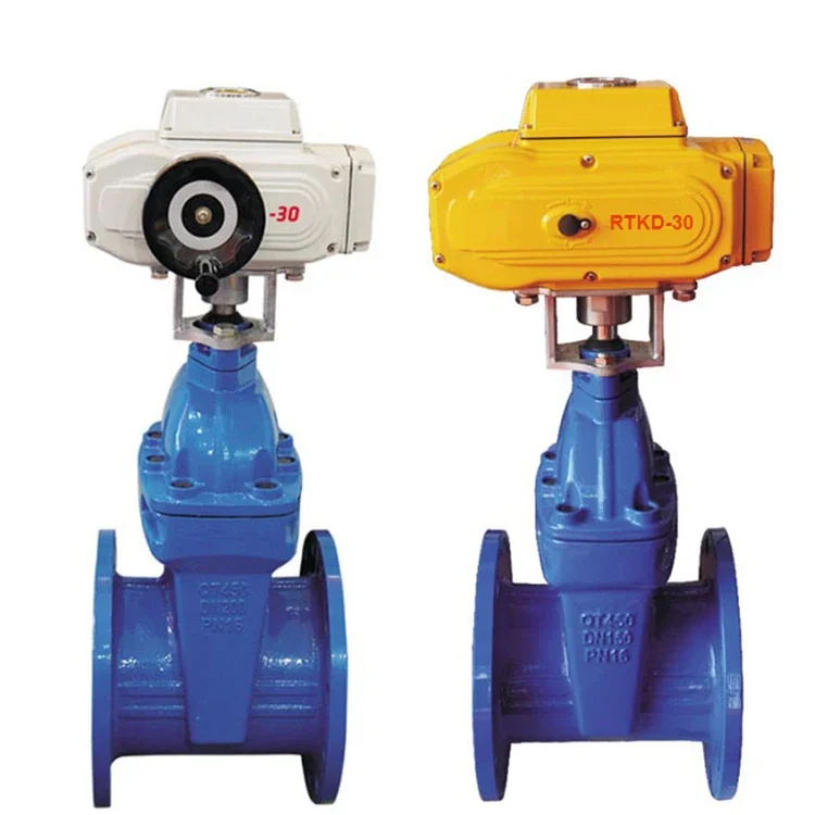 Automatic Ductile Iron Electric flange gate valve multi turn electric actuator