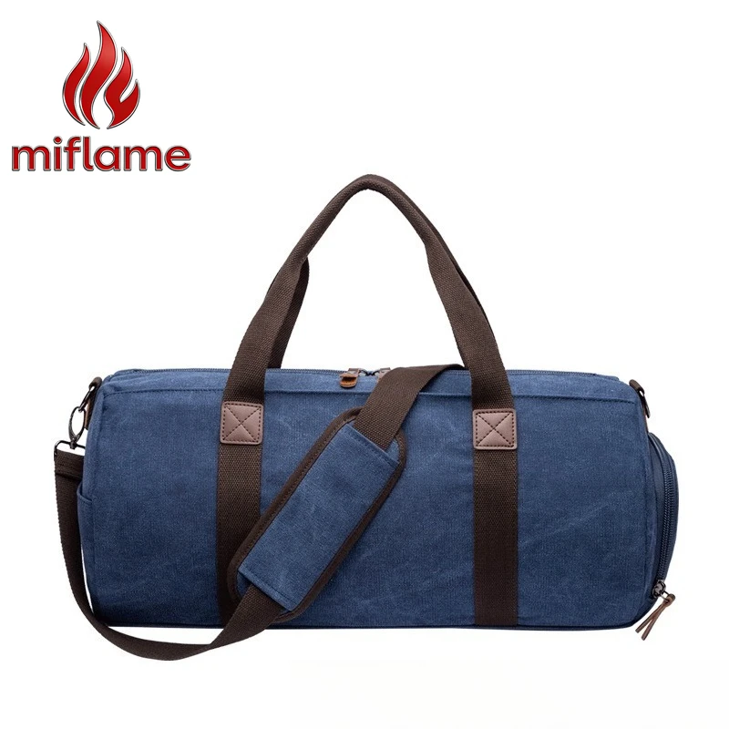 

Miflame Travel Shoulder Bag Canvas Crossbody Casual Weekender with Shoe Compartment for Outdoor Hiking Stylish