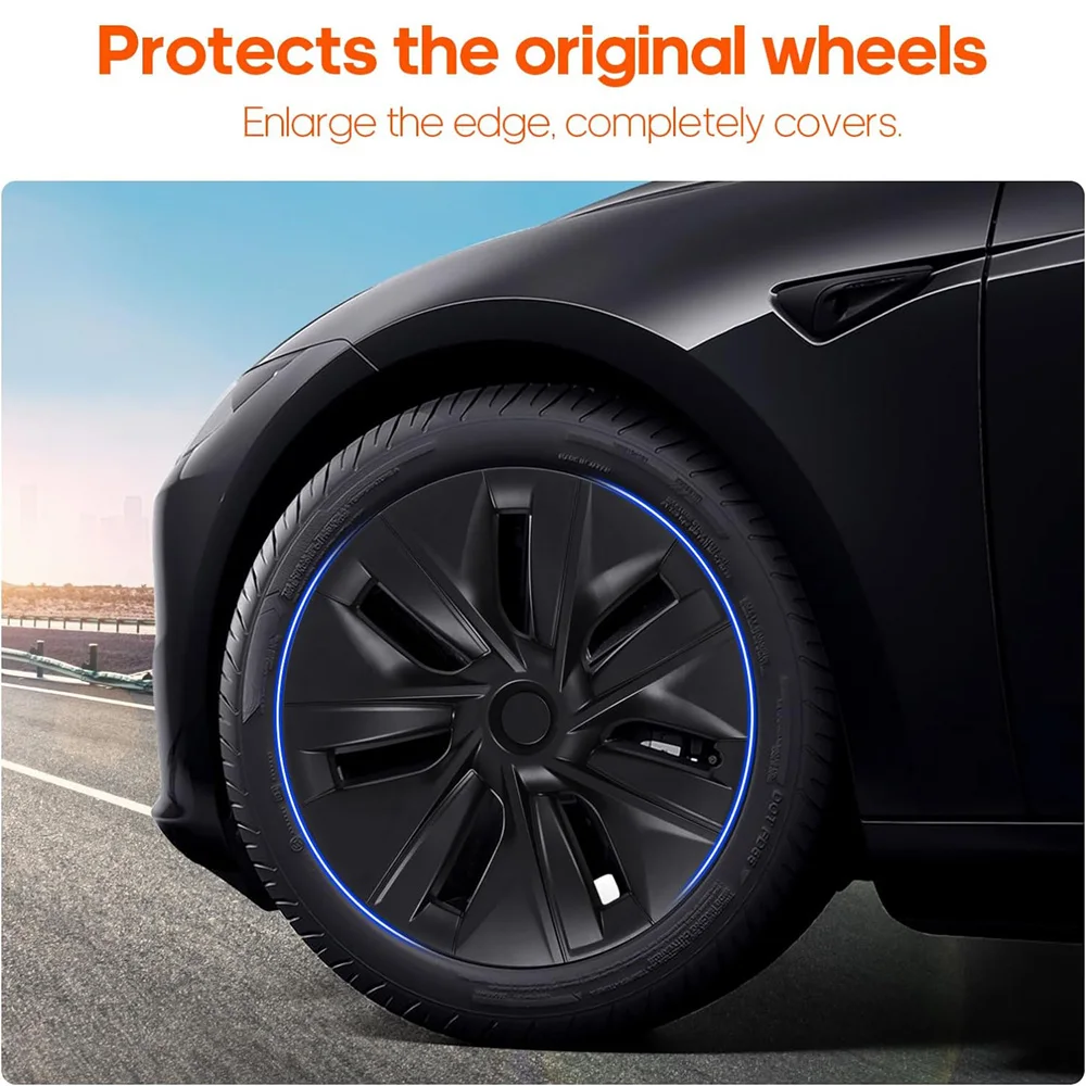 XVIP 19 Inch Original Wheel Cover OEM Style Matte Black Racing Gemini Style Replacement HubCaps Full Rim For Tesla Model Y 21-23