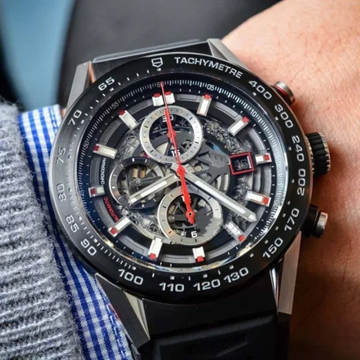 ساعة كوارتز رياضية كلاسيكية للرجال بحزام من الفولاذ المقاوم للصدأ للرجال Relogio 45 ملم