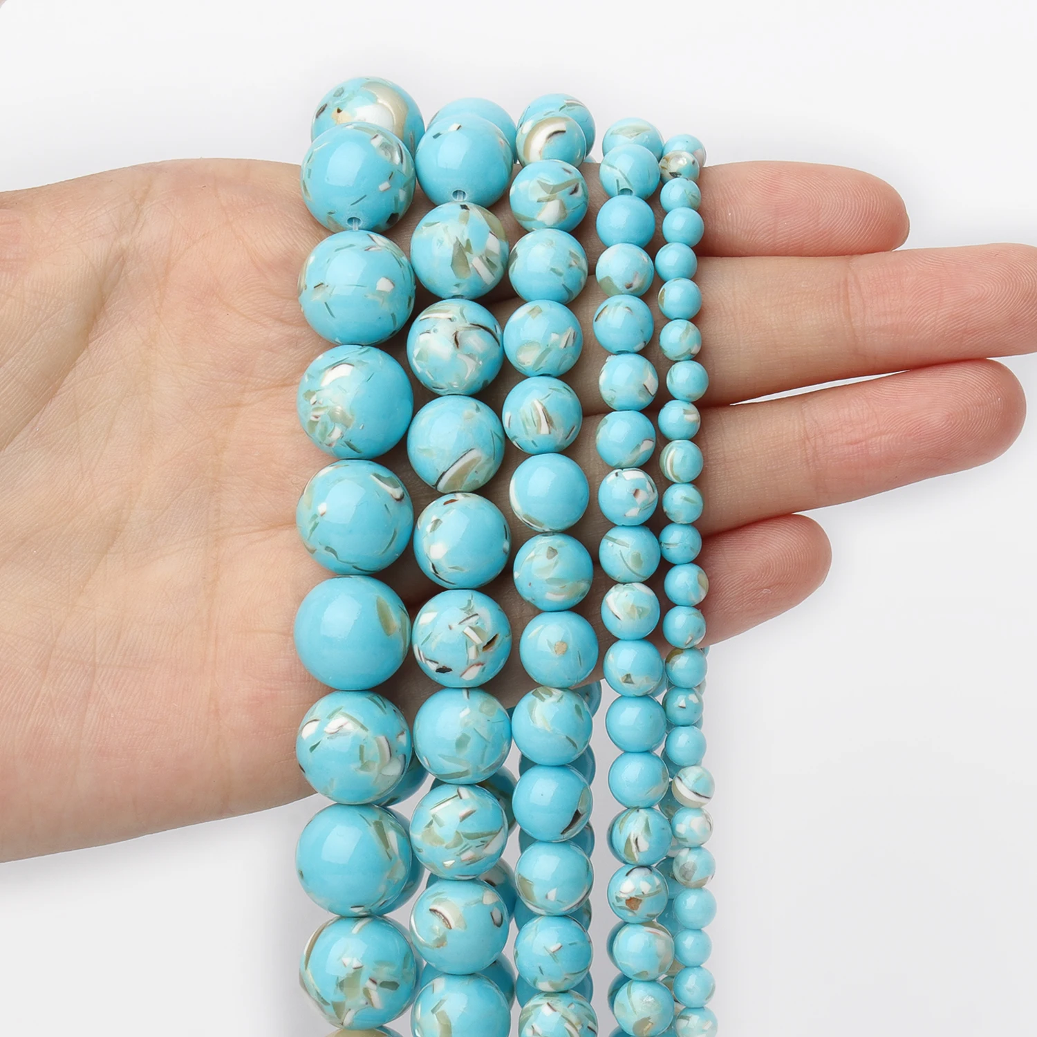 4 6 8 10 12mm Natural Stone Turquoise Stone Beads Shell Round Loose Spacer Beads Jewelry Make Diy Bracelet Necklace Wholesale